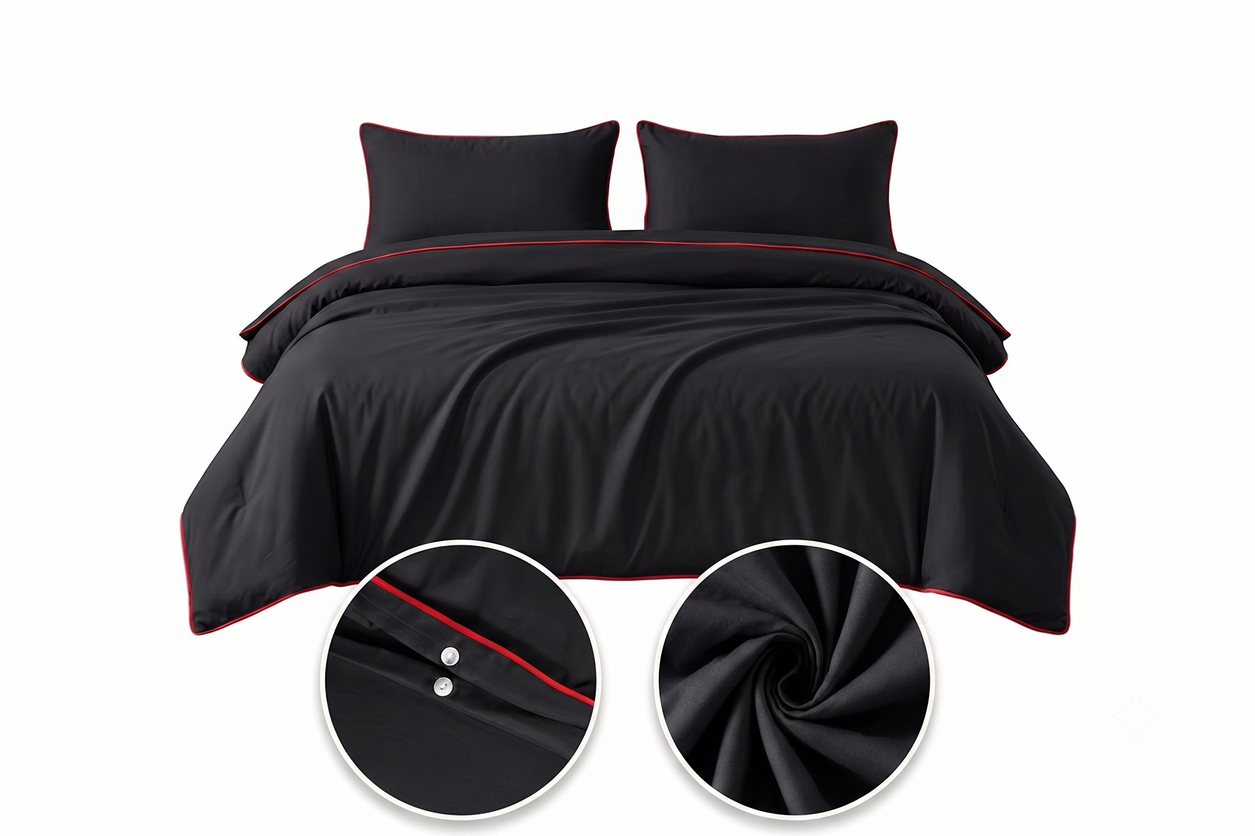 Pościel Dwuosobowej BASIC BLACK 160x200 + 2 POSZEWKI Czarna