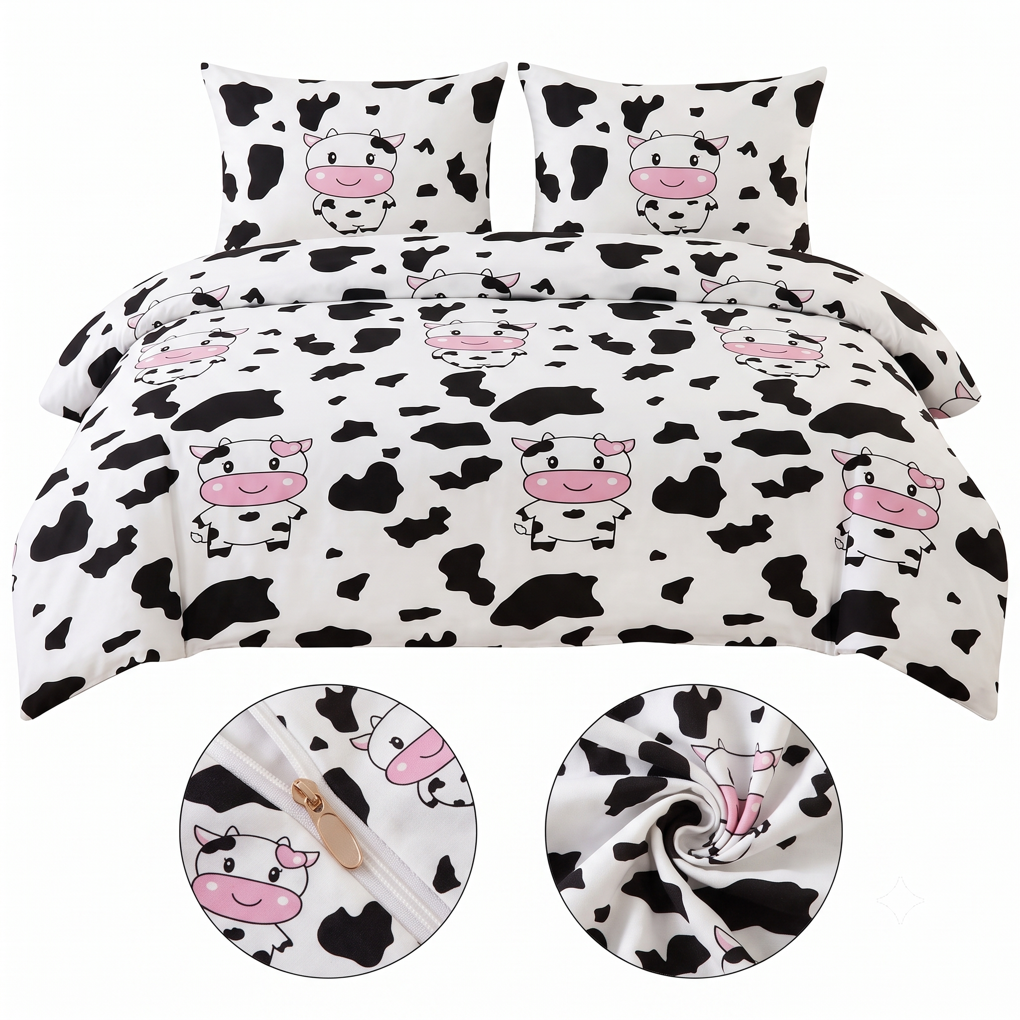 Komplet Pościeli  Dwuosobowej Happy Cow 160x200   + 2x poszewki 70x80 cm